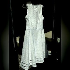 Calvin Klein white dress with feminine details
